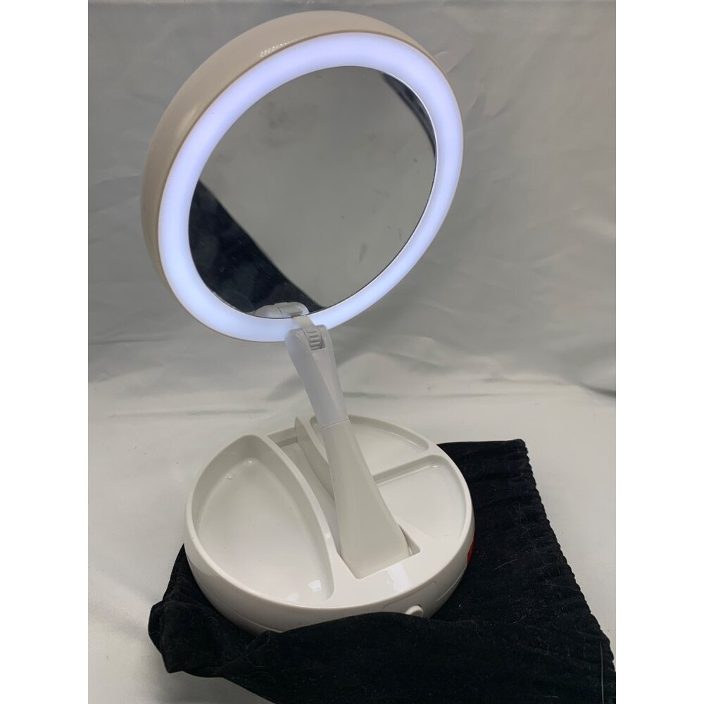 Folding Compact Light-up Mirror with Velvet Travel Bag